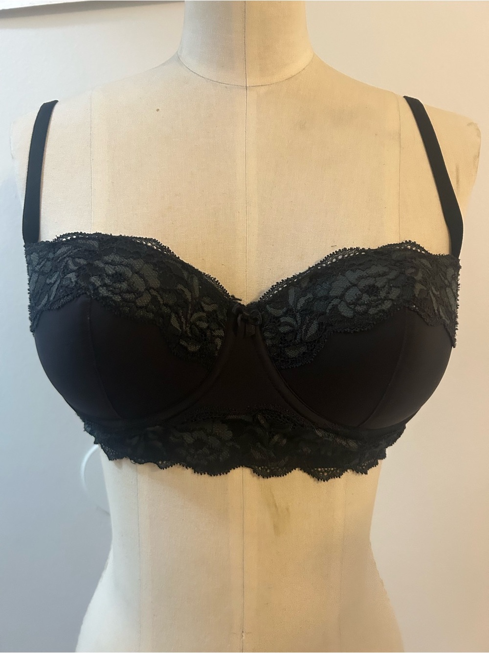 Adore Me Black Lace Longline Bra